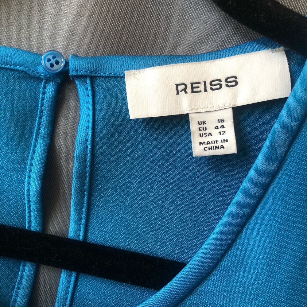 Reiss SATIN DRAPE TUCK MIDI DRESS,sz12, New, BLUE,42”bust(around),57”length - Picture 9 of 11